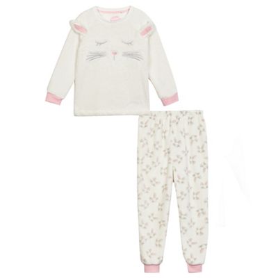 bluezoo Girls' off white bunny applique pyjama set